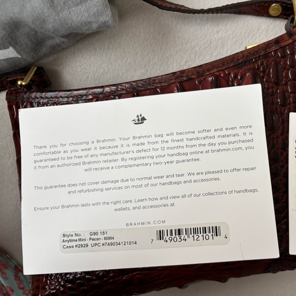 Brahmin Mini Pecan Melbourne Crocodile Handbag - Picture 15 of 16